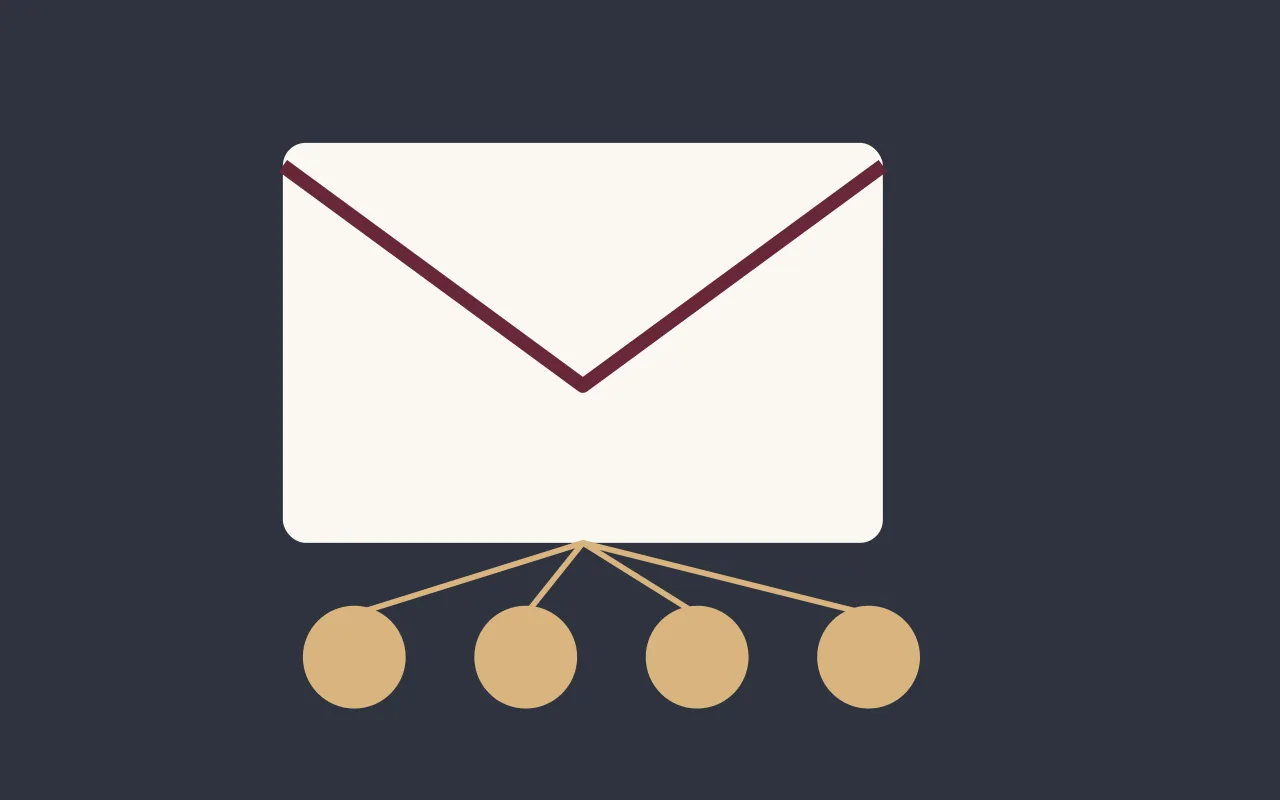 Illustration: an inbox sorted into labels with a draft reply waiting