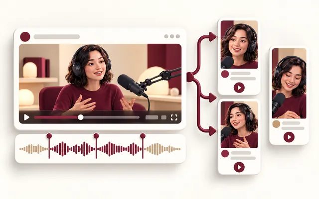Illustration: a long video becoming three vertical clips